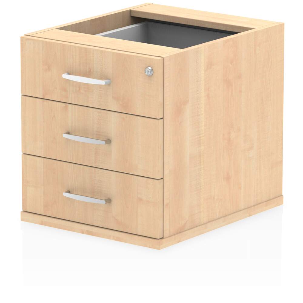 Impulse 3 Drawer Fixed Pedestal Maple