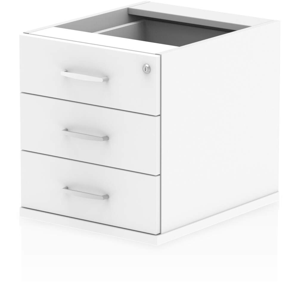 Impulse 3 Drawer Fixed Pedestal White