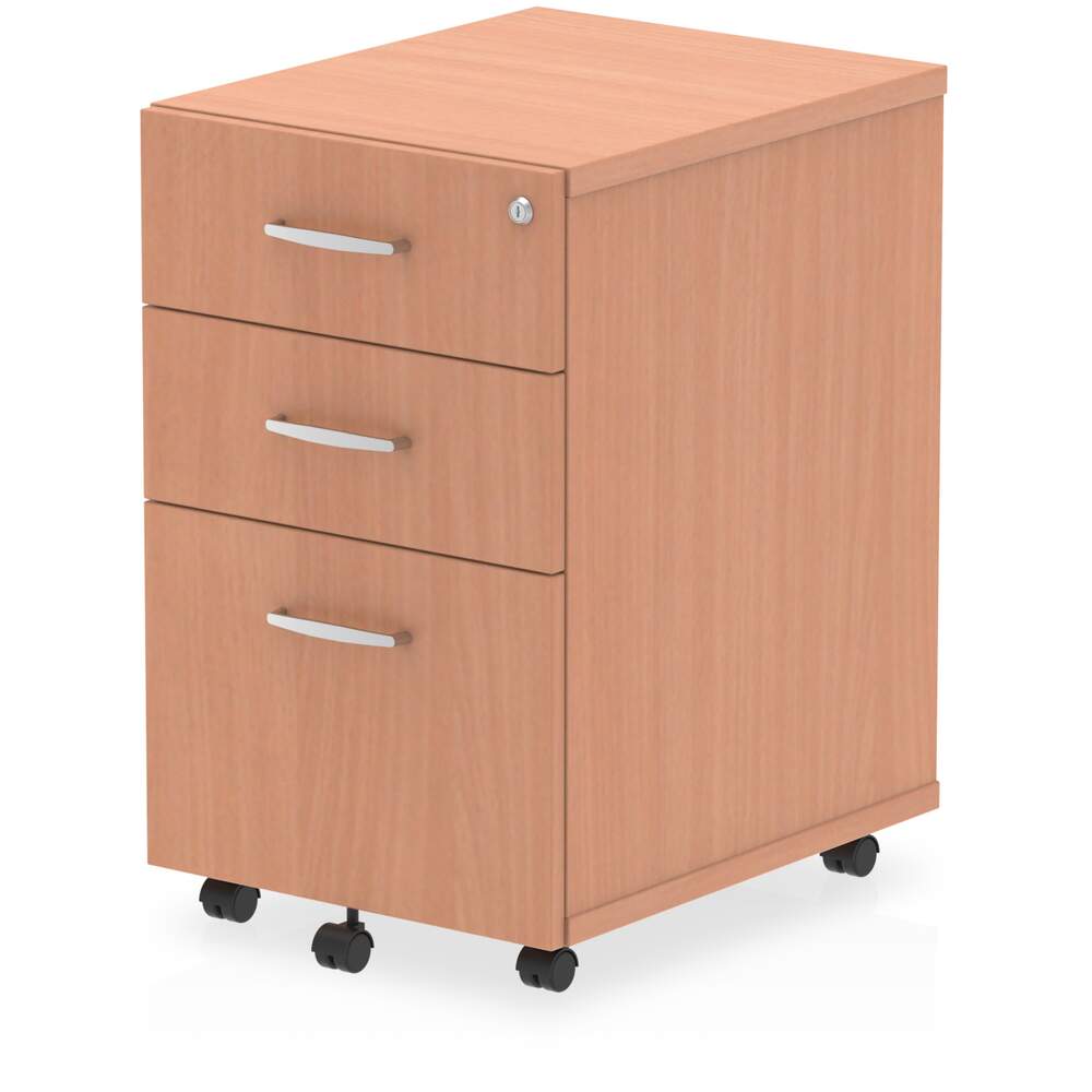 Impulse 3 Drawer Under Desk Pedestal Beech