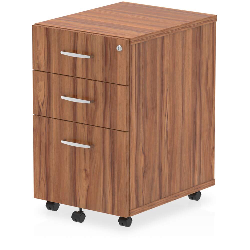 Impulse 3 Drawer Under Desk Pedestal Walnut