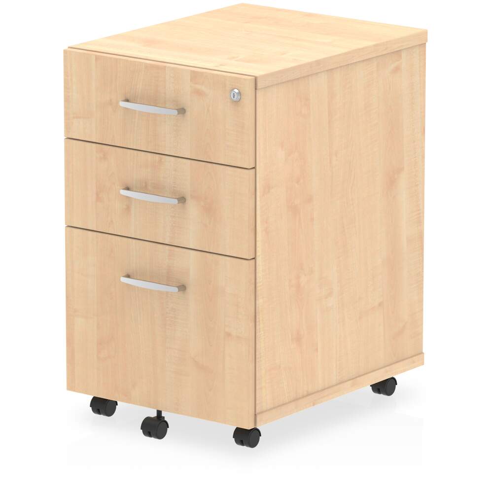 Impulse 3 Drawer Under Desk Pedestal Maple