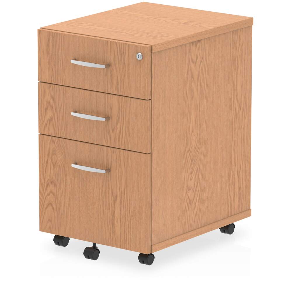 Impulse 3 Drawer Under Desk Pedestal Oak