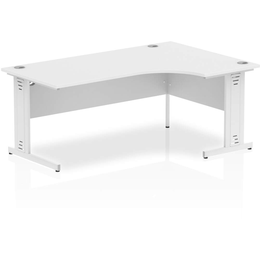 Impulse 1800mm Right Crescent Desk White Top White Cable Managed Leg