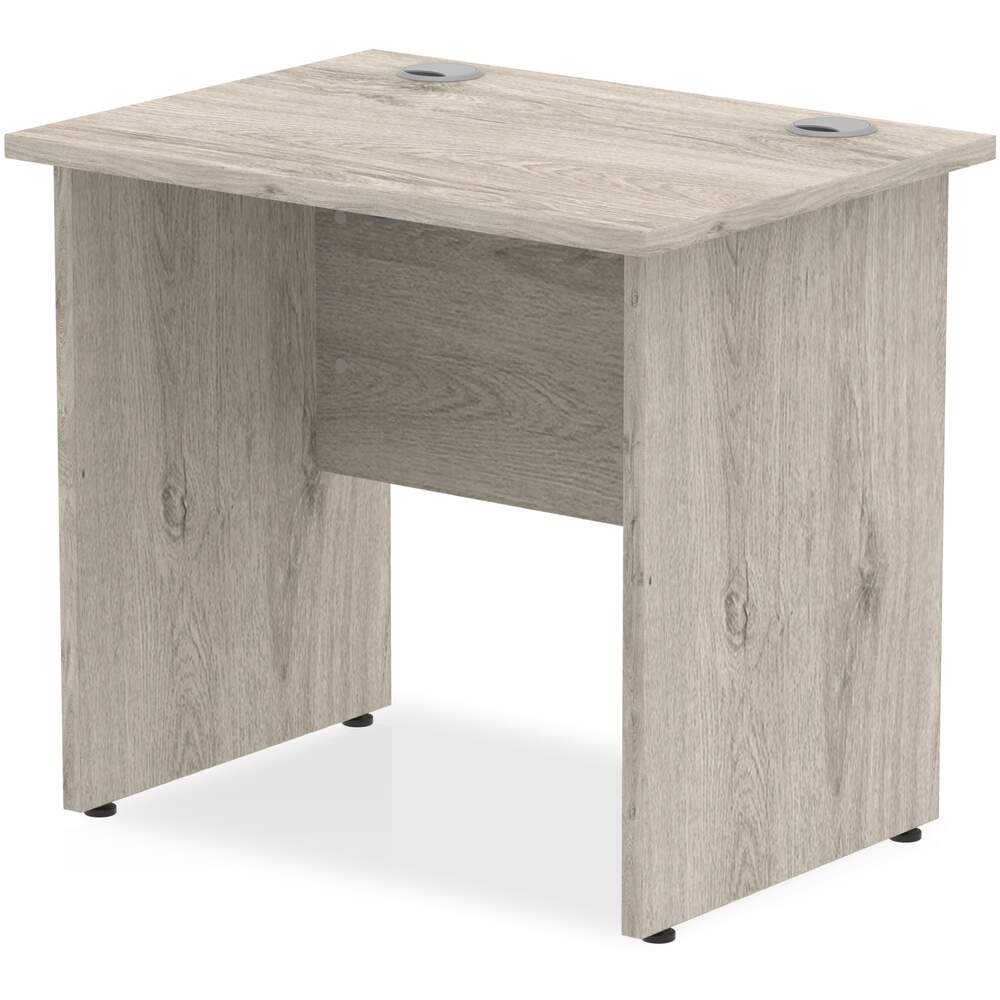 Impulse 800 x 600mm Straight Desk Grey Oak Top Panel End Leg