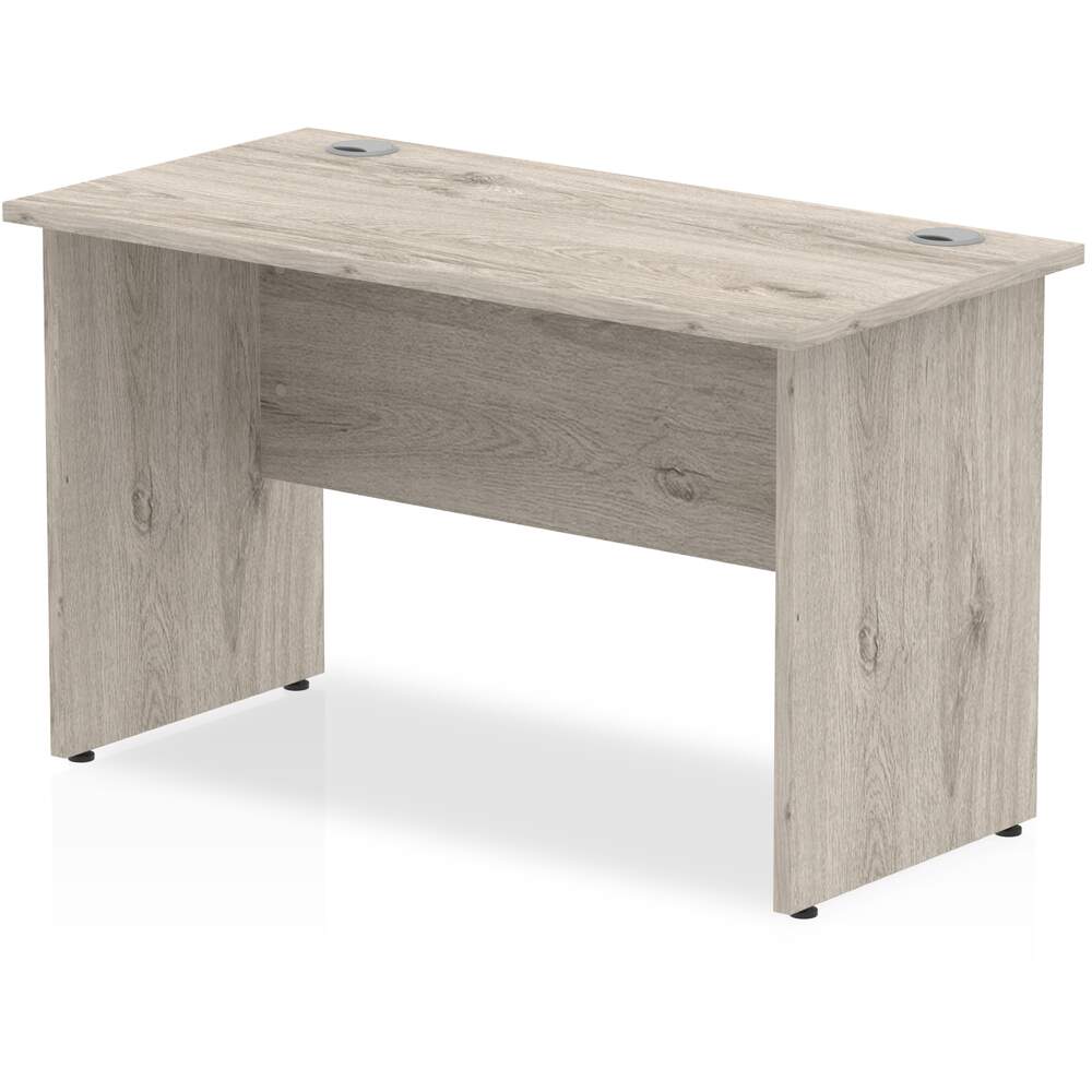 Impulse 1200 x 600mm Straight Desk Grey Oak Top Panel End Leg