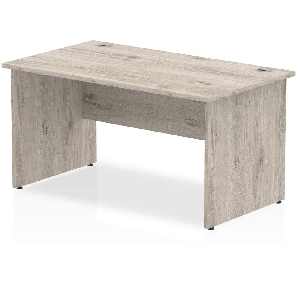 Impulse 1400 x 800mm Straight Desk Grey Oak Top Panel End Leg