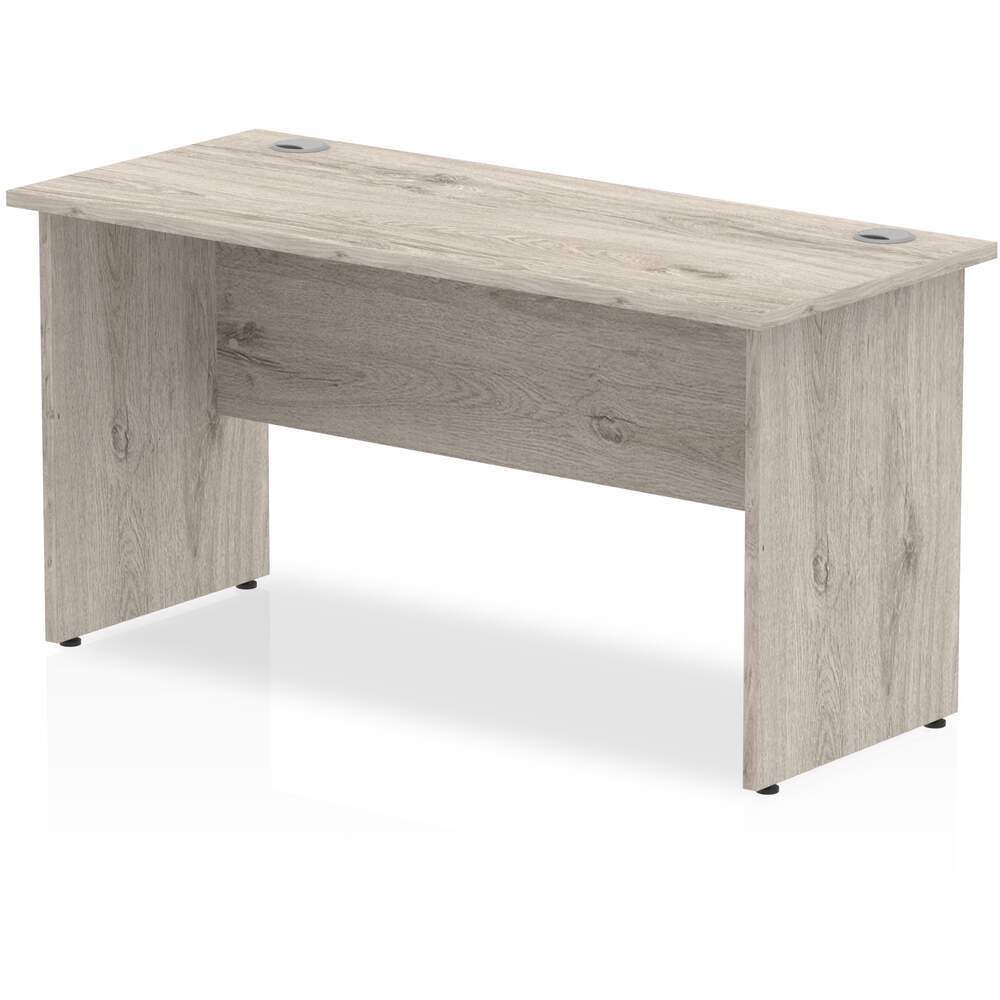 Impulse 1400 x 600mm Straight Desk Grey Oak Top Panel End Leg