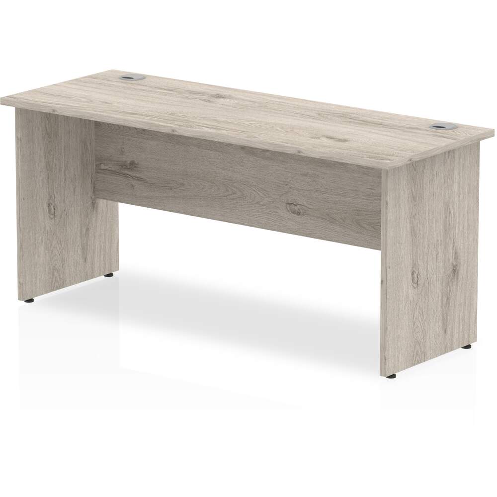 Impulse 1600 x 600mm Straight Desk Grey Oak Top Panel End Leg