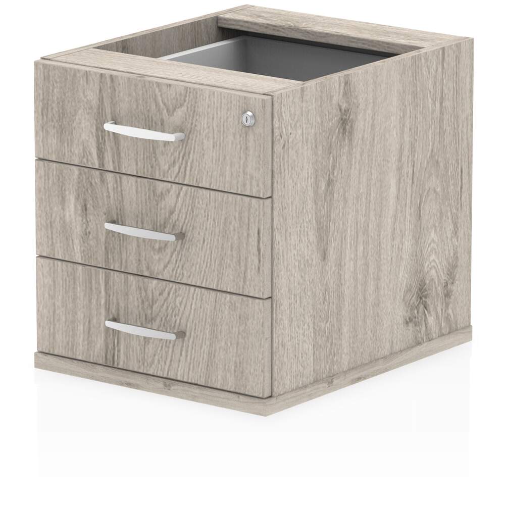 Impulse 3 Drawer Fixed Pedestal Grey Oak