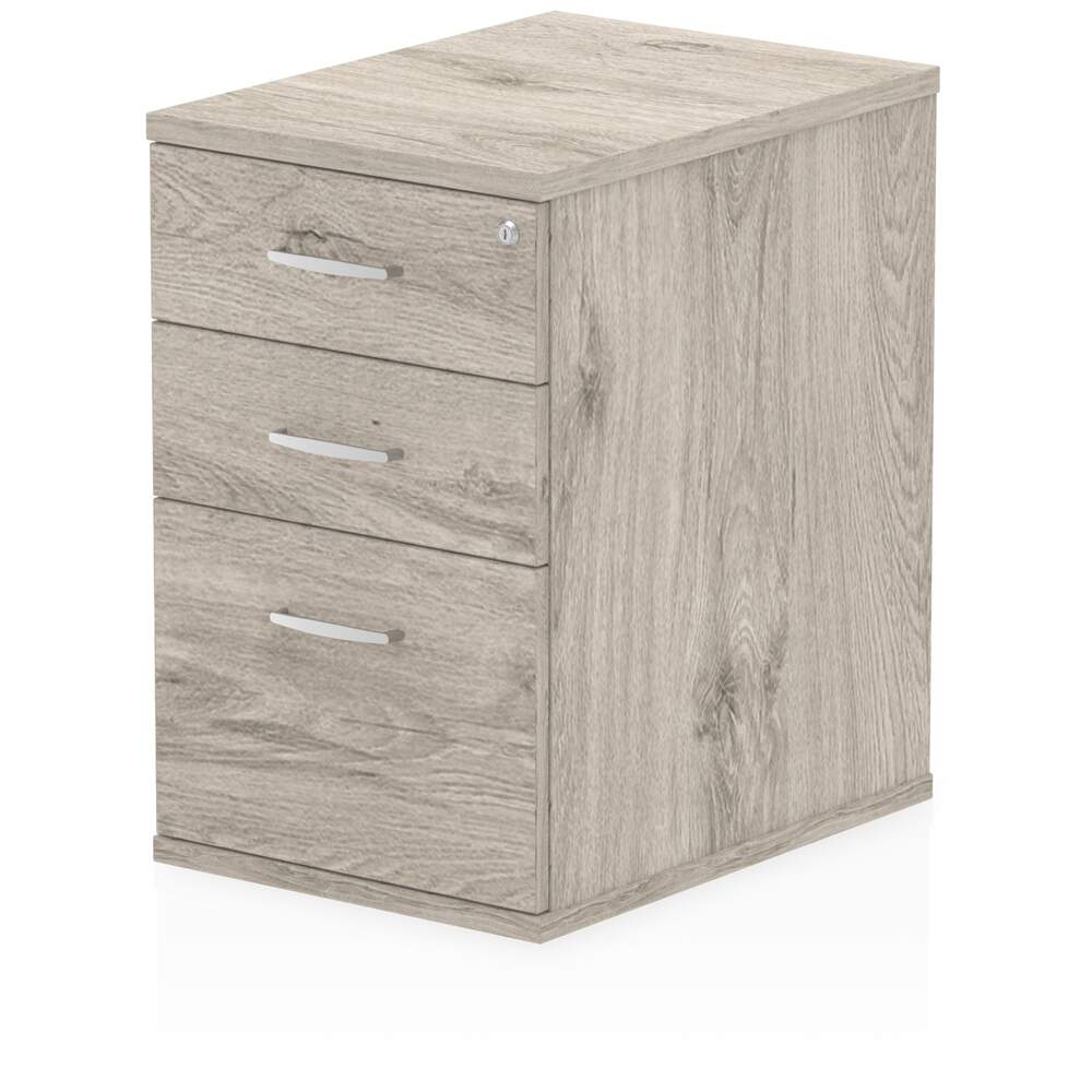 Impulse 600mm Deep Desk High Pedestal Grey Oak