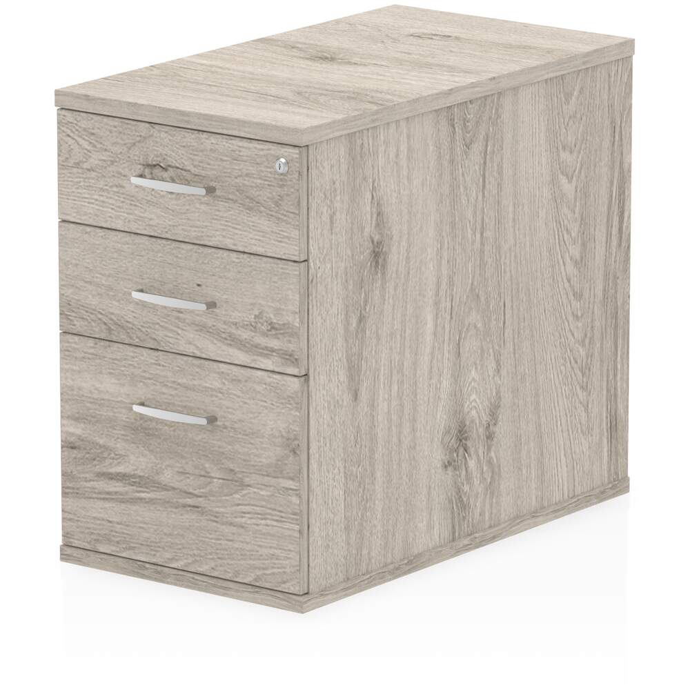 Impulse 800mm Deep Desk High Pedestal Grey Oak