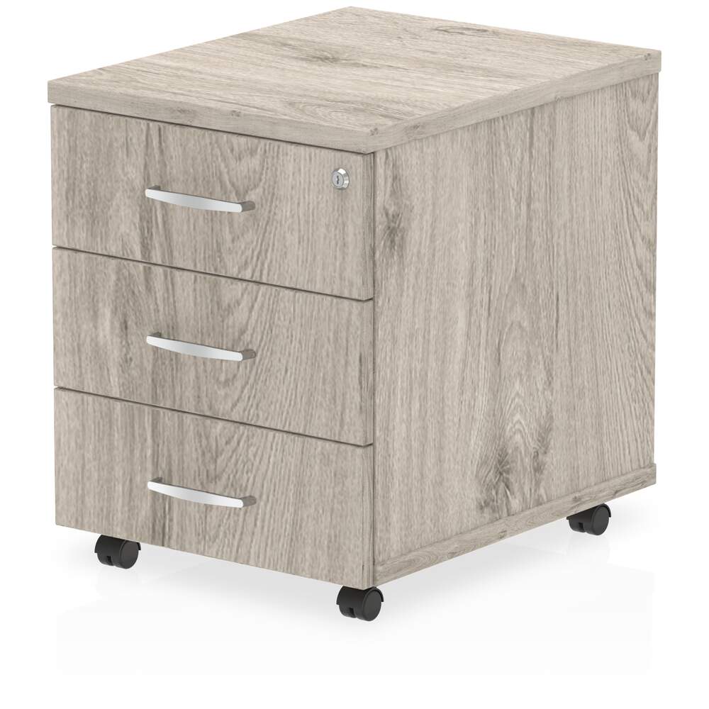 Impulse 3 Drawer Mobile Pedestal Grey Oak