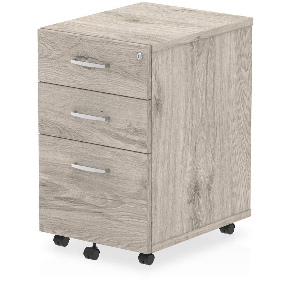 Impulse 3 Drawer Under Desk Pedestal Grey Oak