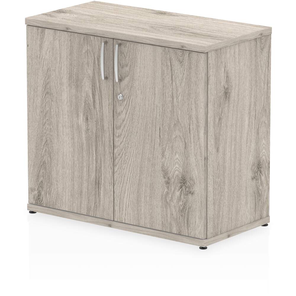 Impulse 600mm Deep Desk High CupBoard Grey Oak