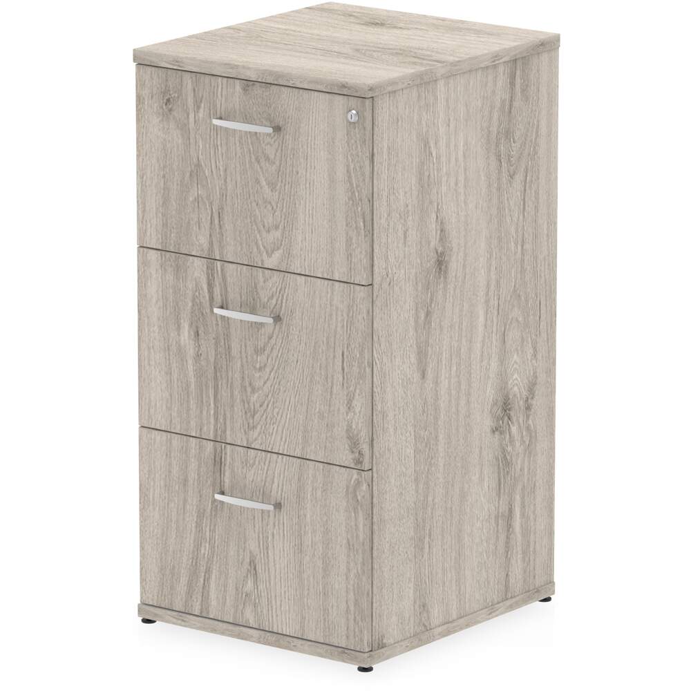 Impulse 3 Drawer Filing Cabinet Grey Oak