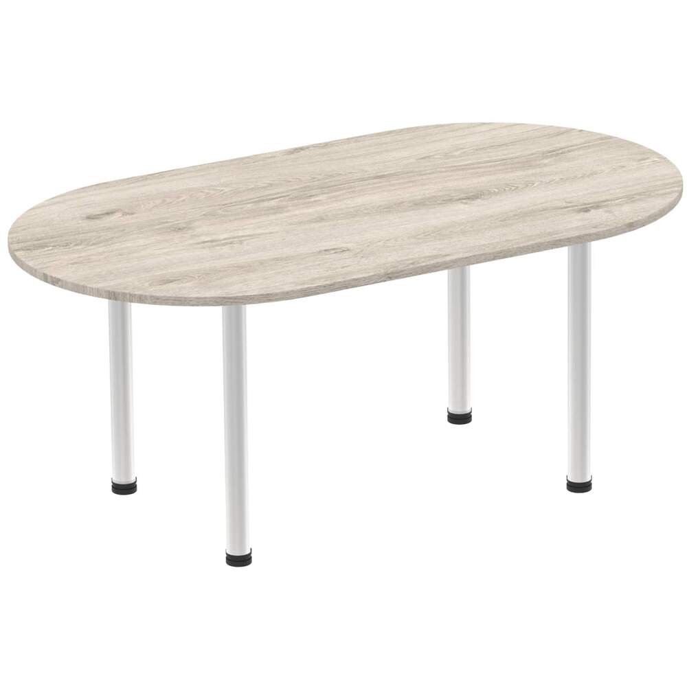 Impulse 1800mm Boardroom Table Grey Oak Top Silver Post Leg