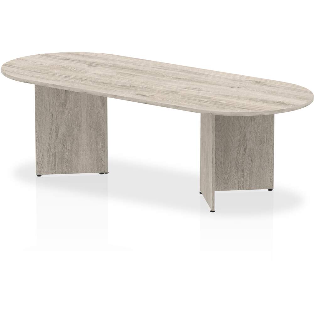 Impulse 2400mm Boardroom Table Grey Oak Top Arrowhead Leg