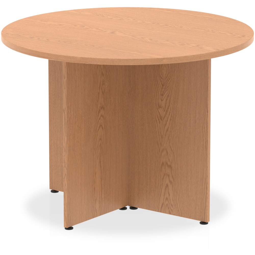 Impulse 1200mm Round Table Oak Top Arrowhead Leg