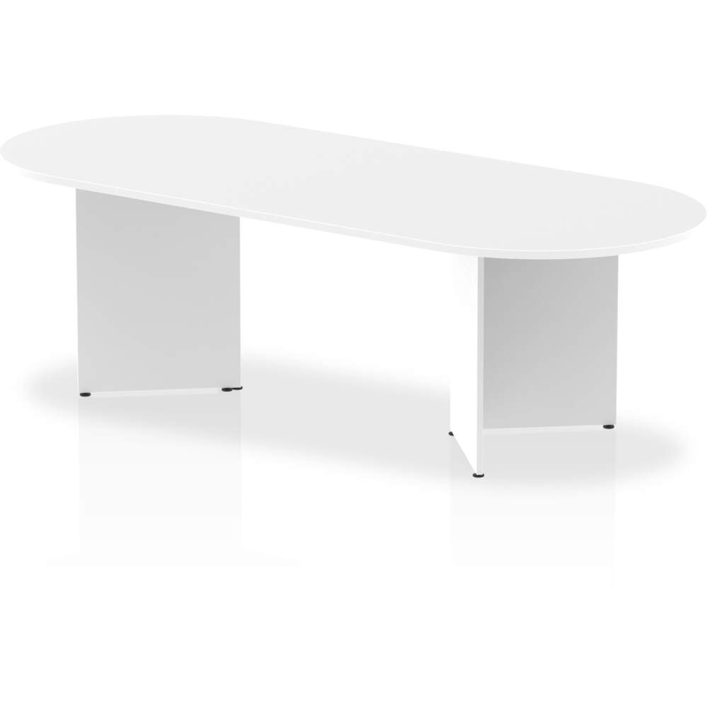 Impulse 2400mm Boardroom Table White Top Arrowhead Leg