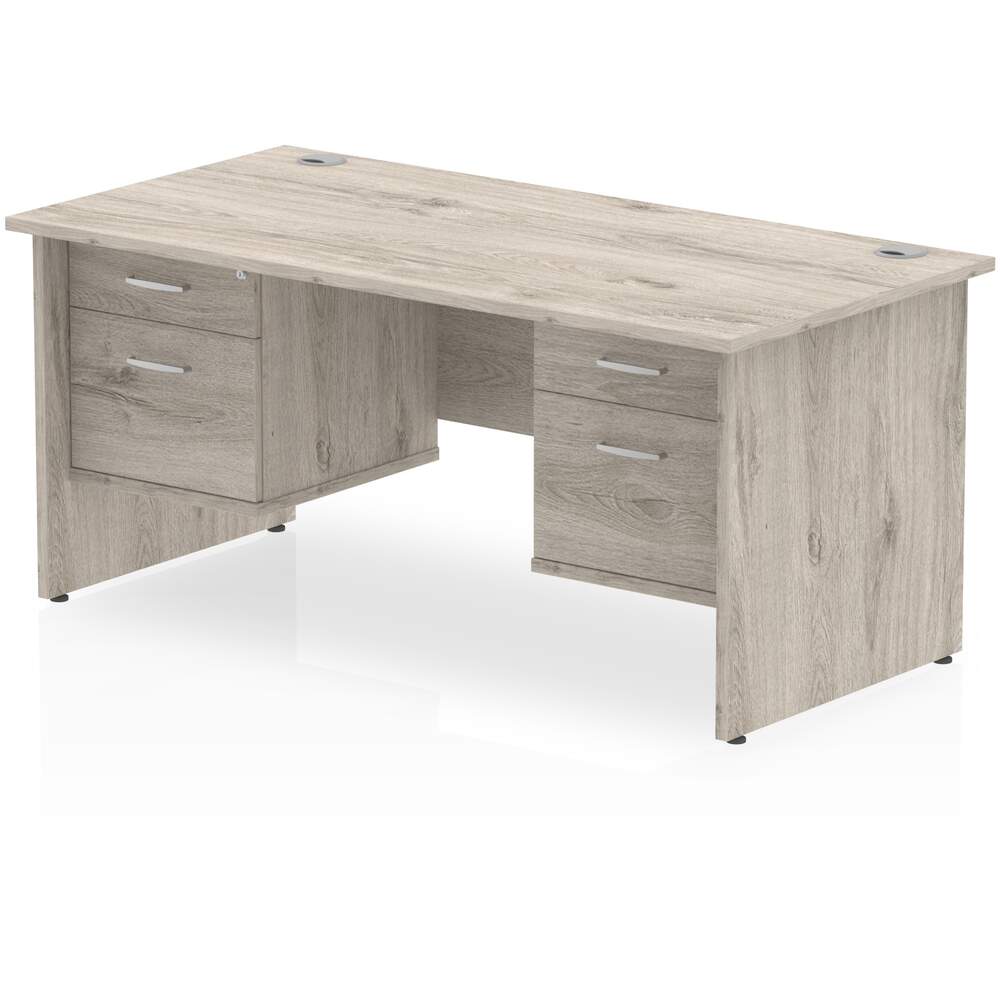 Impulse 1800 x 800mm Straight Desk Grey Oak Top Panel End Leg 2 x 2 Drawer Fixed Pedestal
