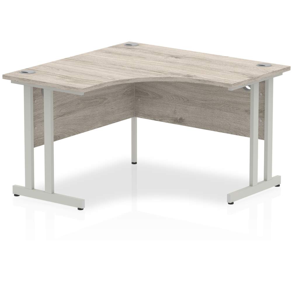 Impulse 1200mm Corner Desk Grey Oak Top Silver Cantilever Leg