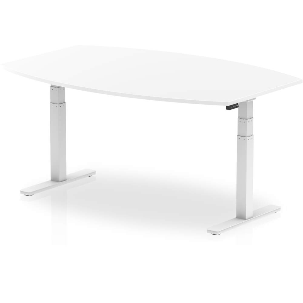 High Gloss 1800mm Writable Boardroom Table White Top White Height Adjustable Leg