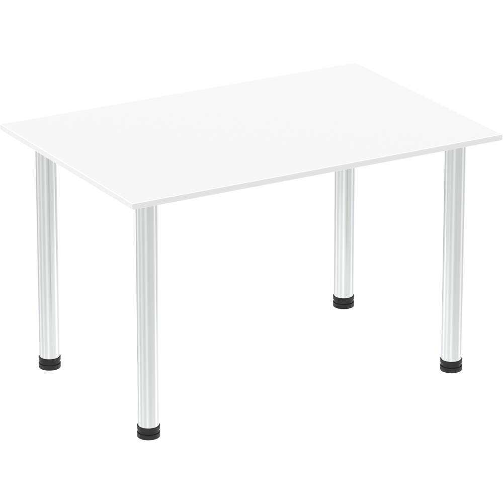 Impulse 1200mm Straight Table White Top Chrome Post Leg