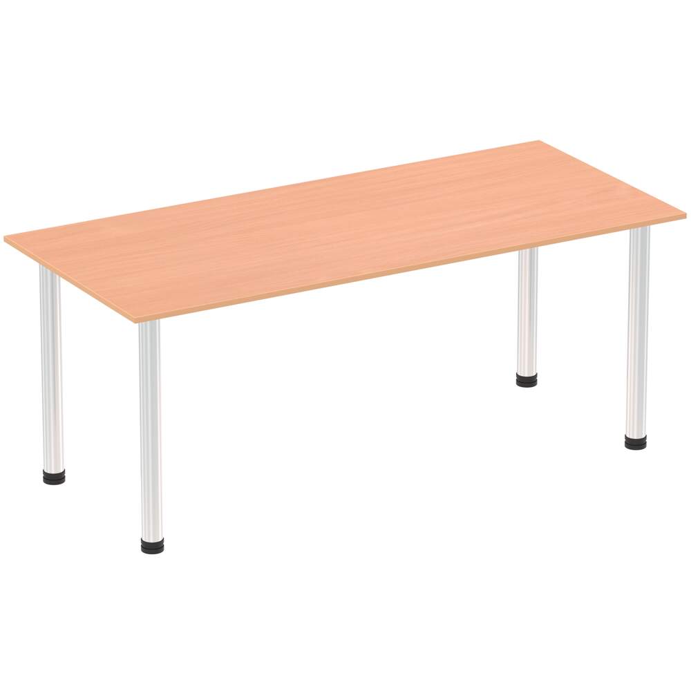 Impulse 1800mm Straight Table Beech Top Chrome Post Leg