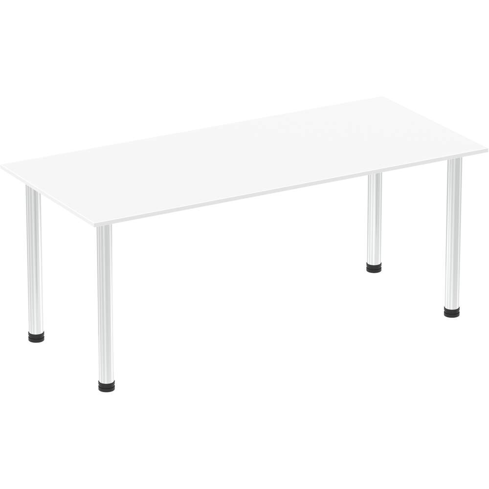 Impulse 1800mm Straight Table White Top Chrome Post Leg