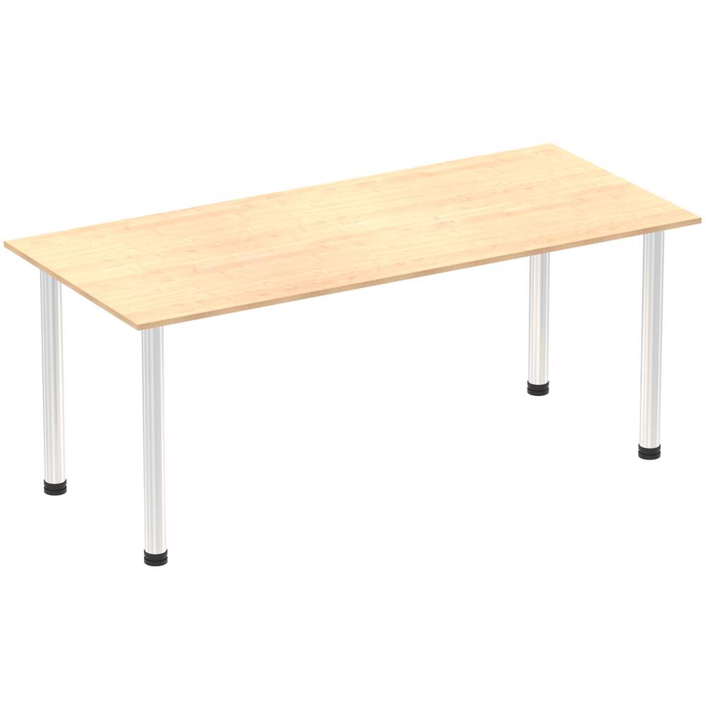 Impulse 1800mm Straight Table Maple Top Chrome Post Leg