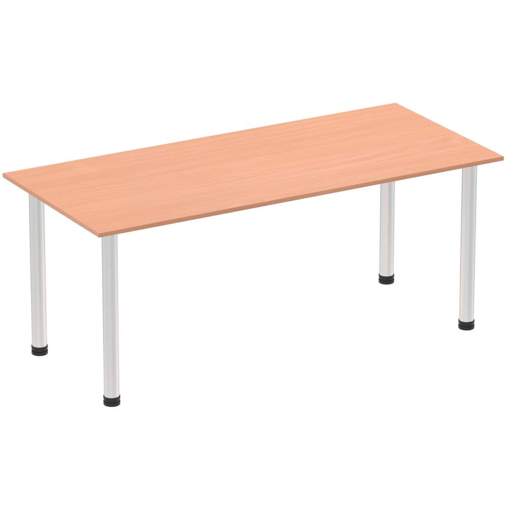 Impulse 1800mm Straight Table Beech Top Brushed Aluminium Post Leg