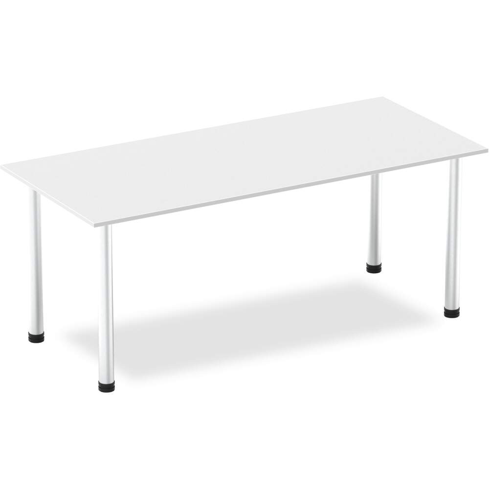 Impulse 1800mm Straight Table White Top Brushed Aluminium Post Leg