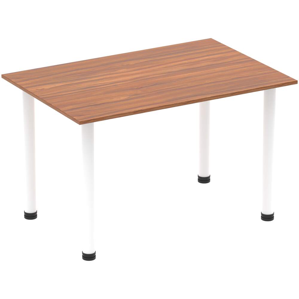 Impulse 1200mm Straight Table Walnut Top White Post Leg