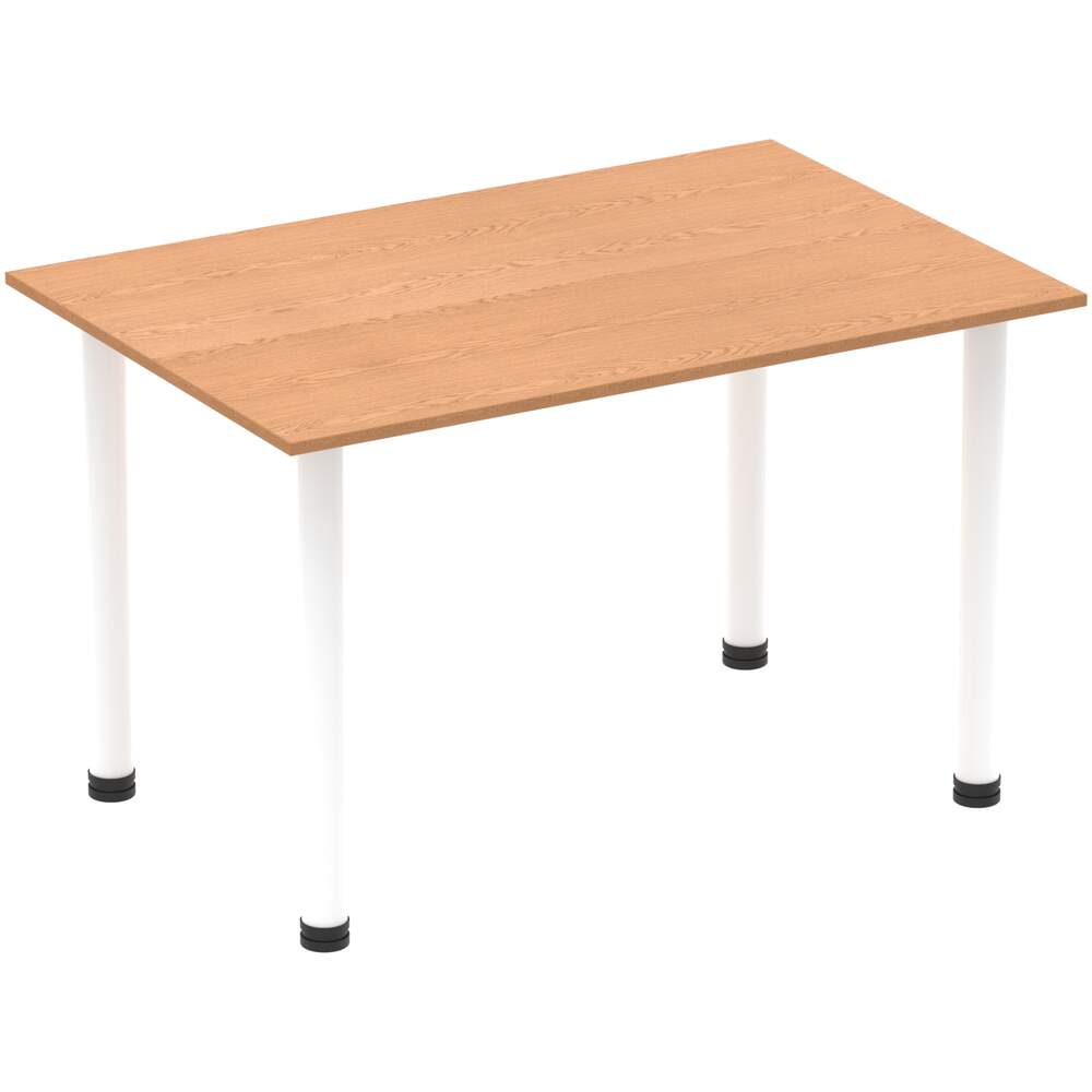 Impulse 1400mm Straight Table Oak Top White Post Leg
