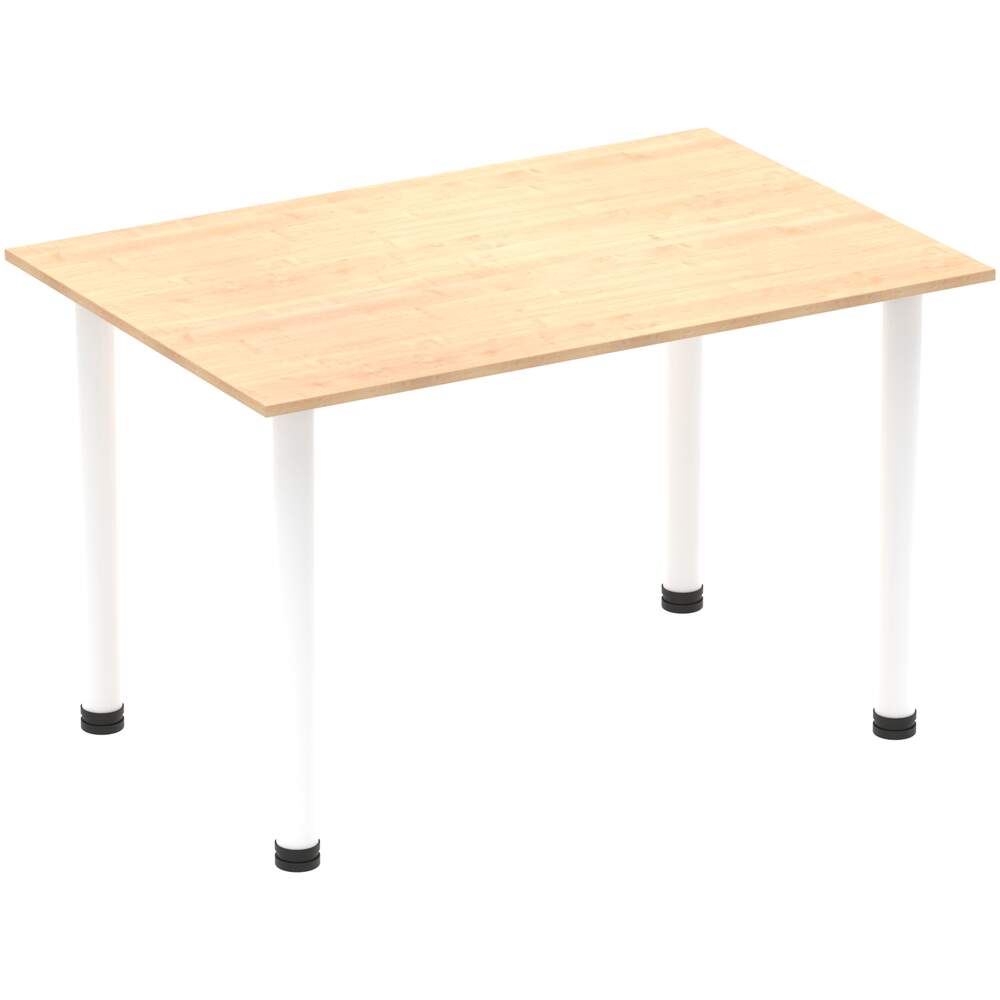 Impulse 1400mm Straight Table Maple Top White Post Leg