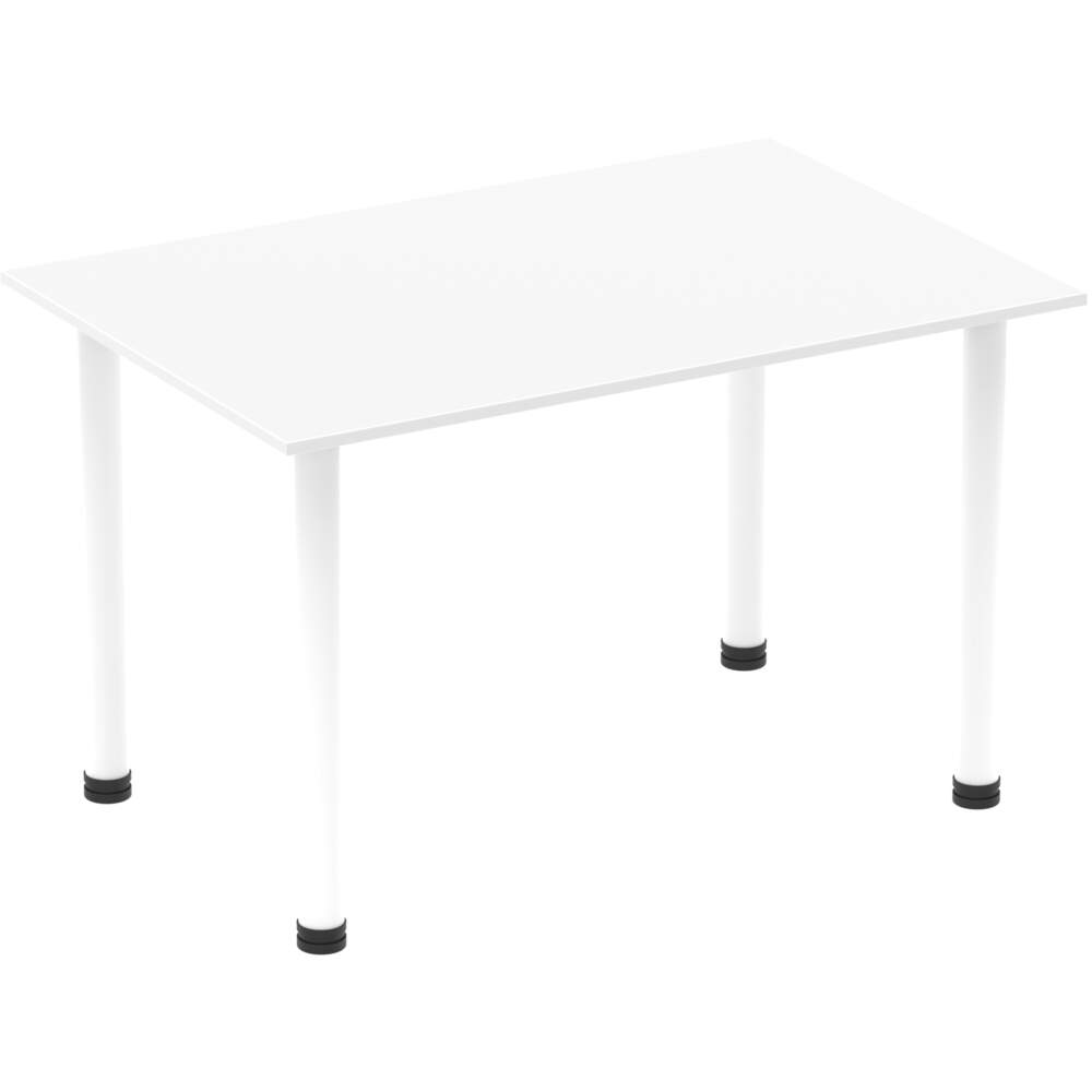 Impulse 1400mm Straight Table White Top White Post Leg