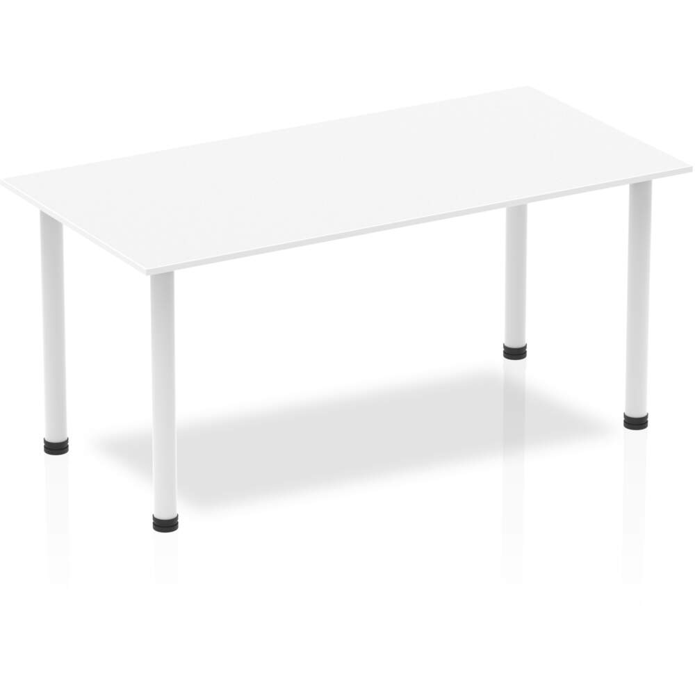 Impulse 1600mm Straight Table White Top White Post Leg