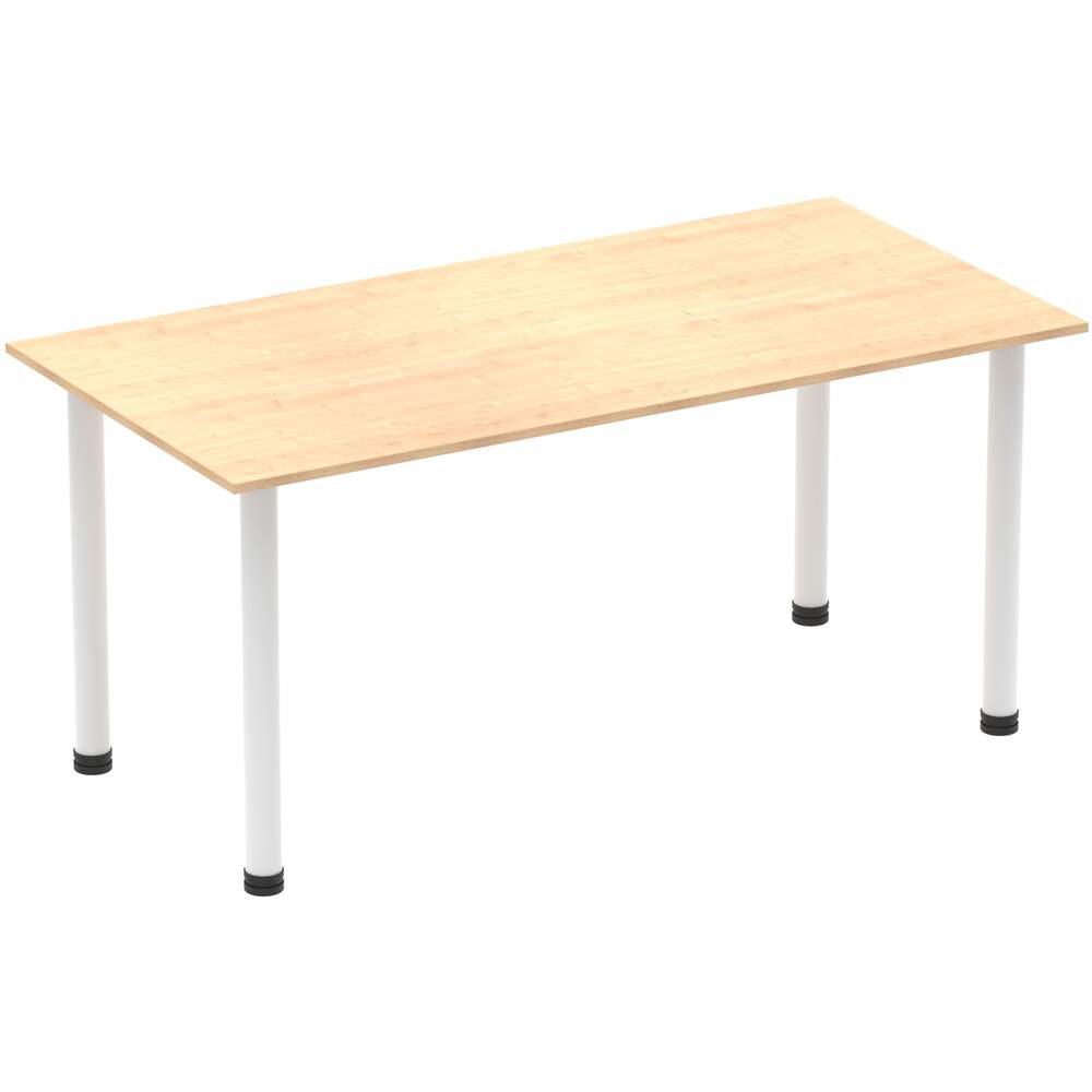 Impulse 1600mm Straight Table Maple Top White Post Leg