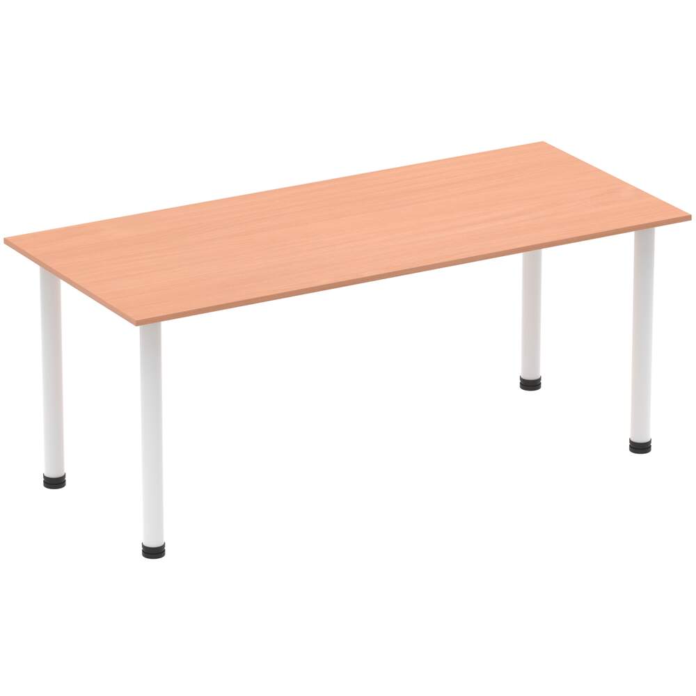 Impulse 1800mm Straight Table Beech Top White Post Leg