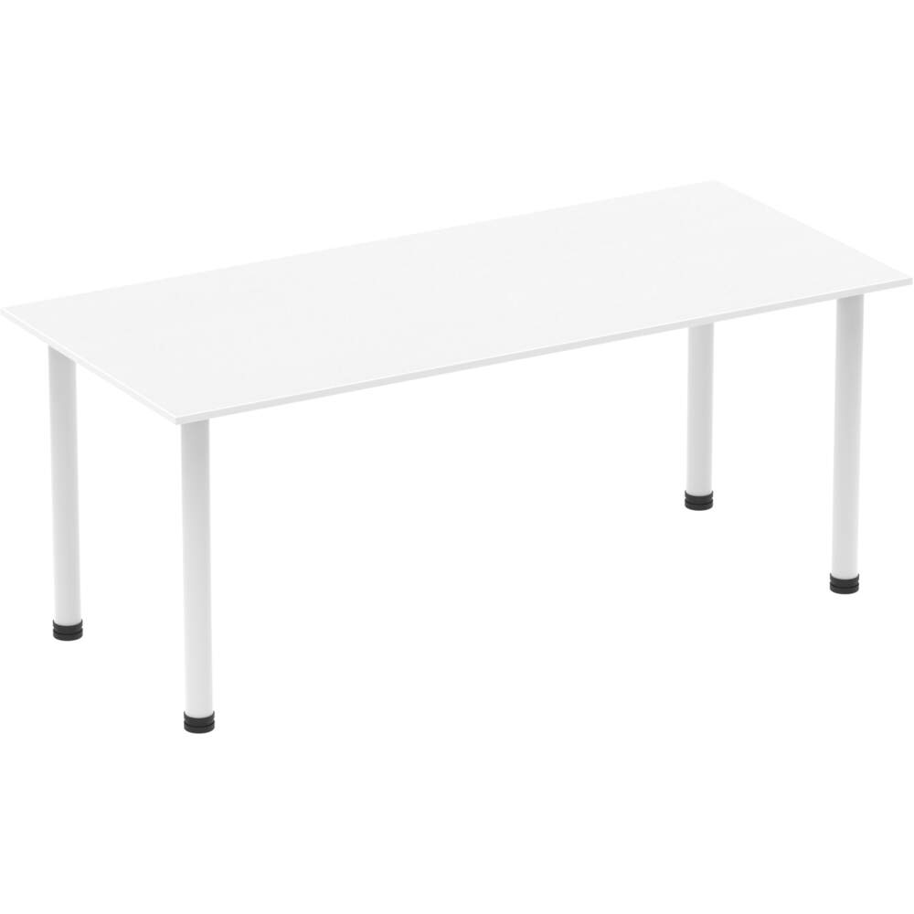 Impulse 1800mm Straight Table White Top White Post Leg
