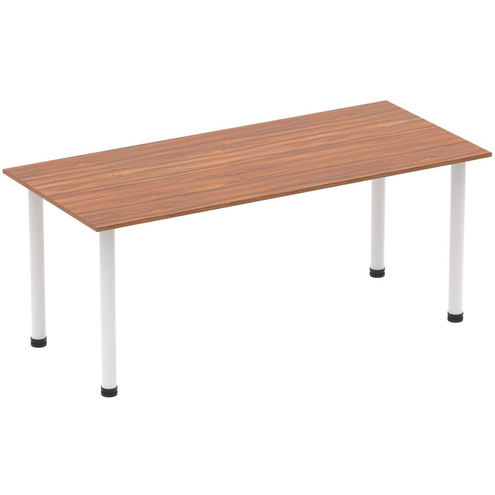 Impulse 1800mm Straight Table Walnut Top White Post Leg