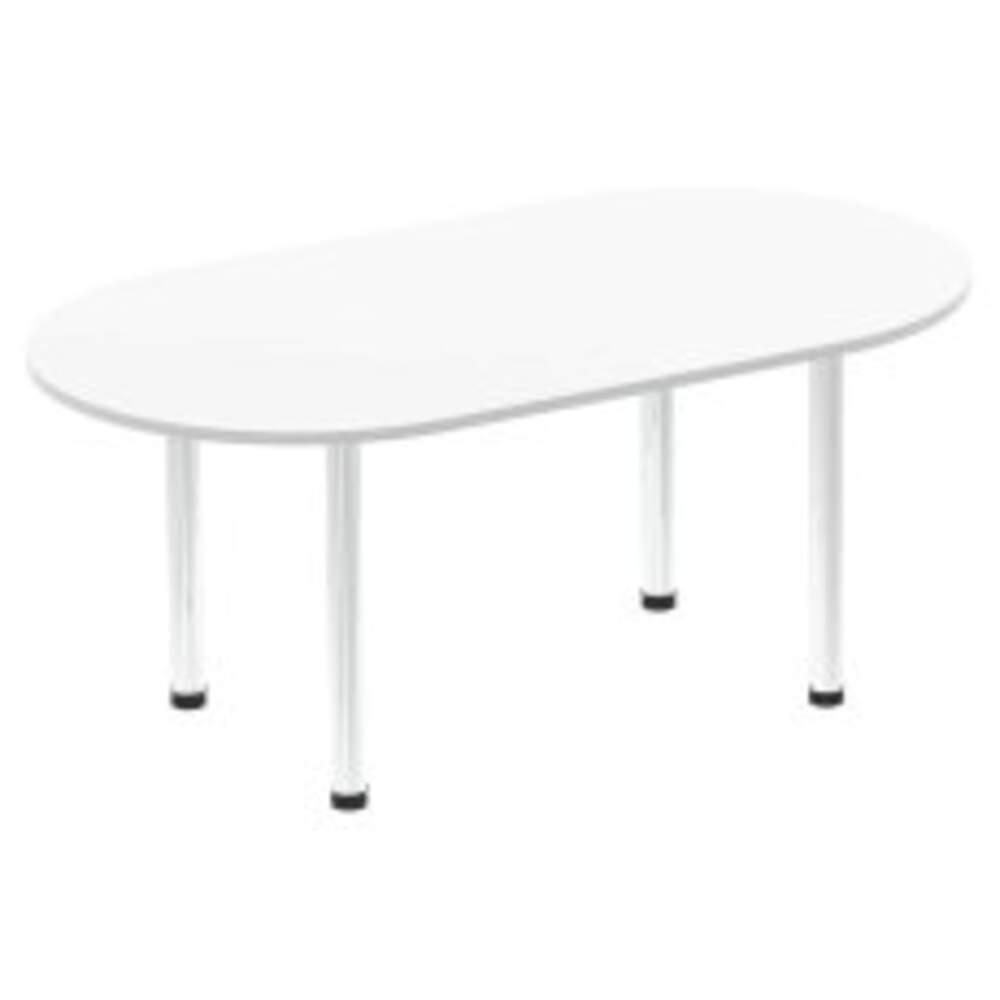 Impulse 1800mm Boardroom Table White Top Chrome Post Leg