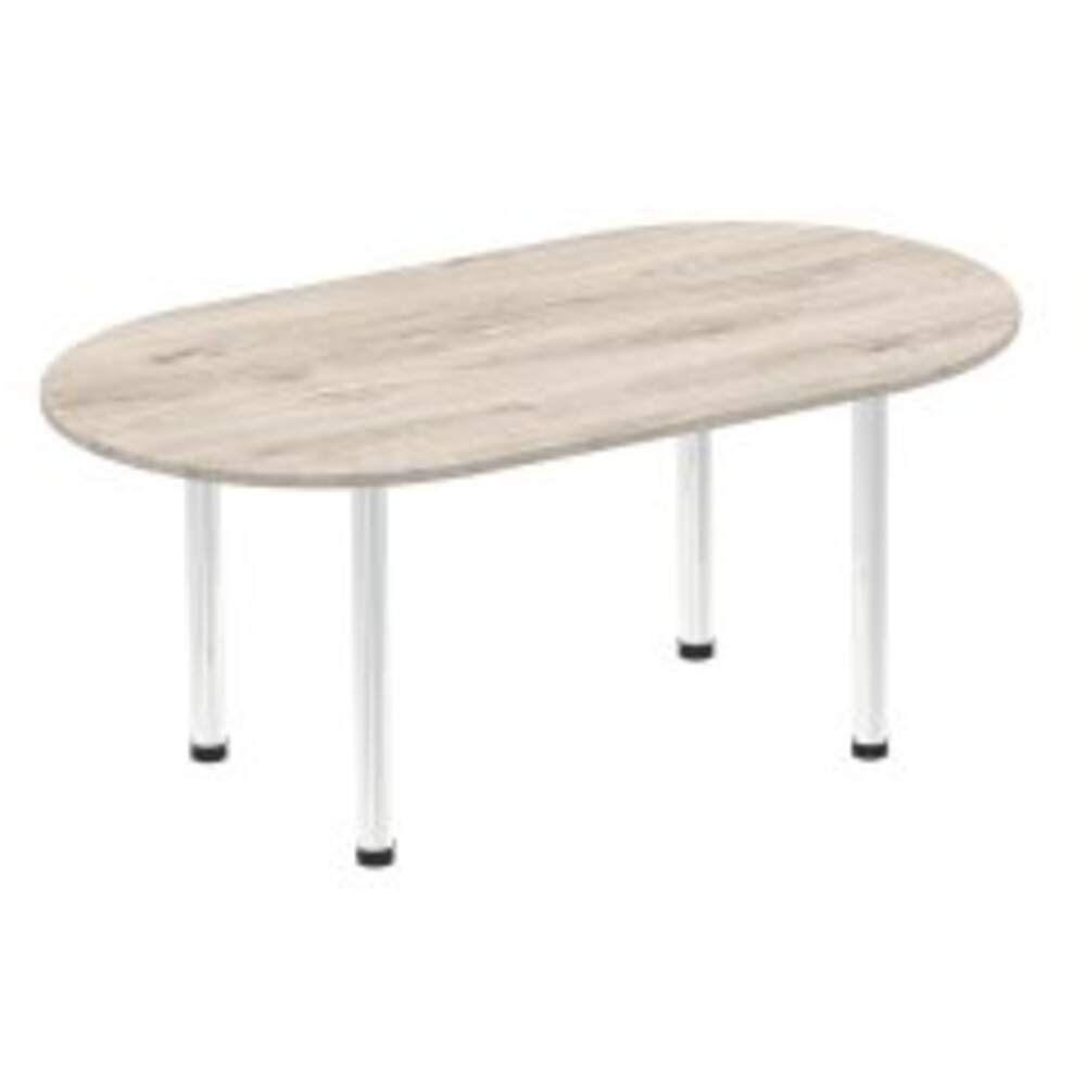 Impulse 1800mm Boardroom Table Grey Oak Top Chrome Post Leg