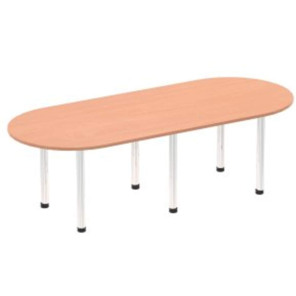 Impulse 2400mm Boardroom Table Beech Top Chrome Post Leg