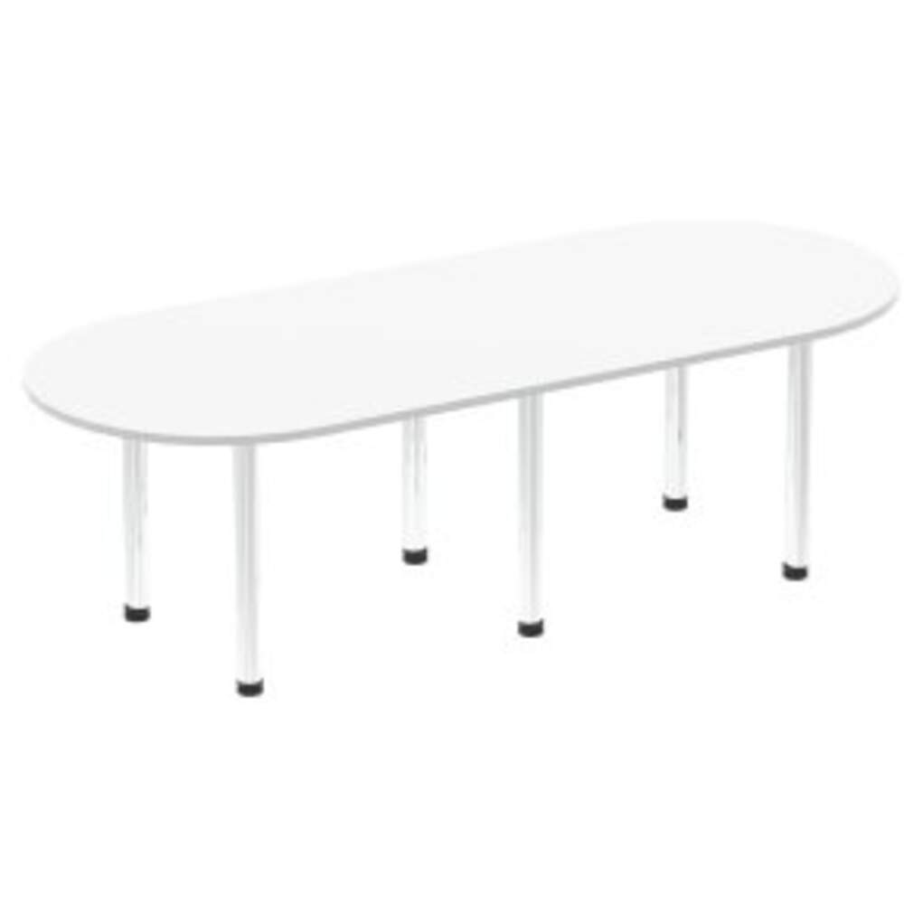 Impulse 2400mm Boardroom Table White Top Chrome Post Leg