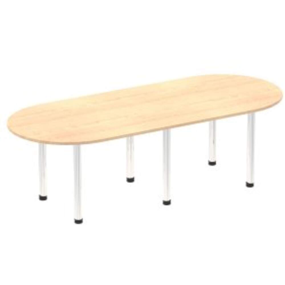 Impulse 2400mm Boardroom Table Maple Top Chrome Post Leg