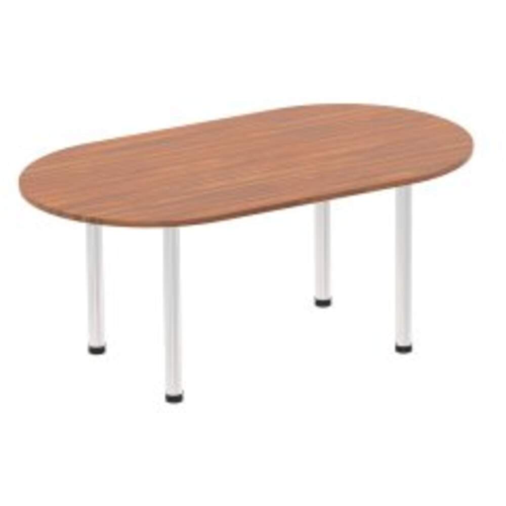 Impulse 1800mm Boardroom Table Walnut Top Brushed Aluminium Post Leg