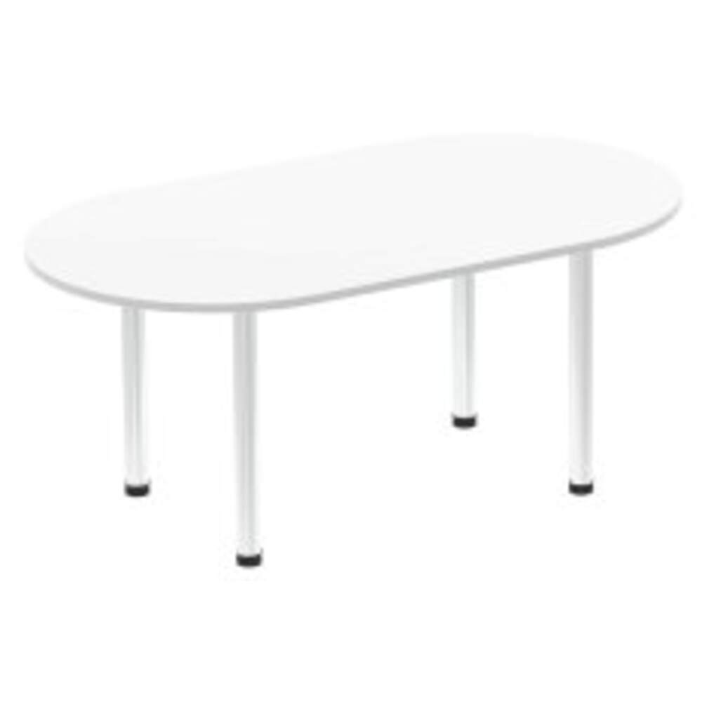 Impulse 1800mm Boardroom Table White Top Brushed Aluminium Post Leg