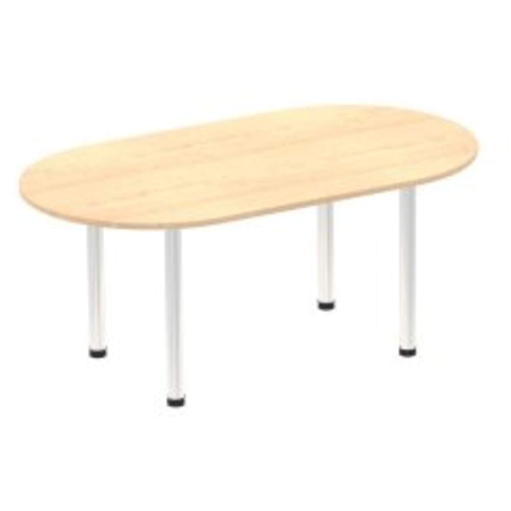 Impulse 1800mm Boardroom Table Maple Top Brushed Aluminium Post Leg