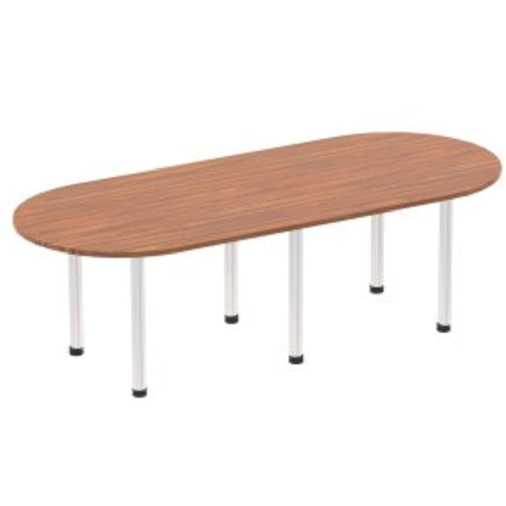 Impulse 2400mm Boardroom Table Walnut Top Brushed Aluminium Post Leg